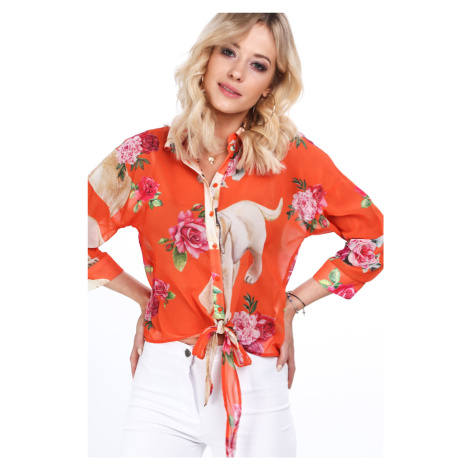 Summer orange floral shirt FASARDI