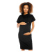 Tehotenské a dojčiace čierne šaty s krátkym rukávom