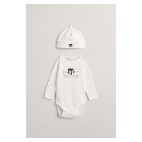 DETSKÝ SET GANT ARCHIVE SHIELD BODY AND BEANIE WHITE