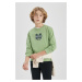 DEFACTO Boy Printed Crew Neck Thick Sweatshirt