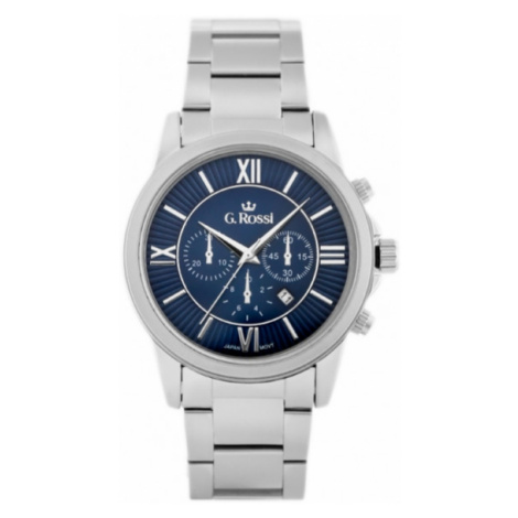 Pánske hodinky striebornej farby s modrým ciferníkom G.Rossi 6846B-6F1