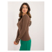 Brown classic sweater with snaps on the sleeves