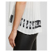 Tričko Karl Lagerfeld Pleated Fabric Mix T-Shirt Biela