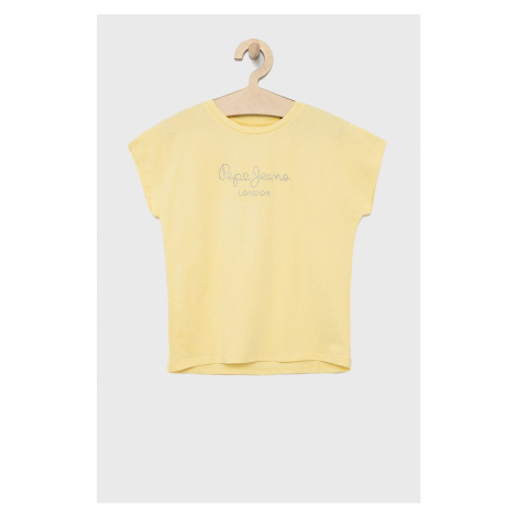 Detské bavlnené tričko Pepe Jeans žltá farba,