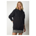 Happiness İstanbul Women's Black Hooded Knitted Sweatshirt