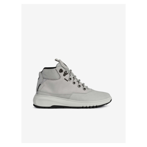 Light Grey Womens Ankle Leather Sneakers Geox Aerantis 4x4 - Ladies