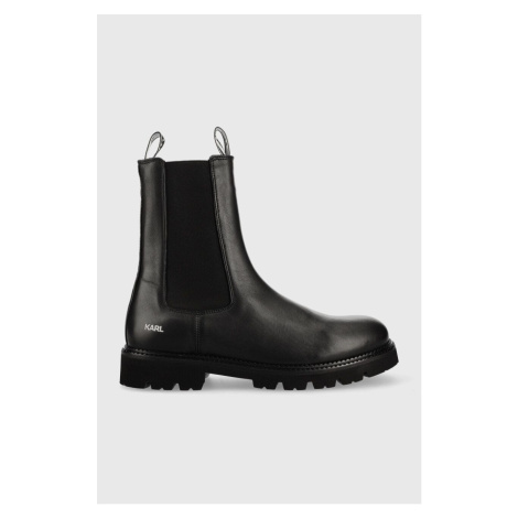 Kožené topánky chelsea Karl Lagerfeld TROUPE MENS pánske, čierna farba, KL11880