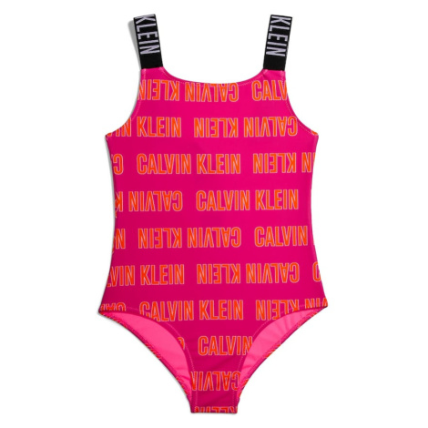 Calvin Klein Swimwear Jednodielne plavky  oranžová / ružová / čierna / biela