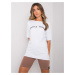 Women's white cotton blouse with inscription