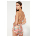 Trendyol Multicolored Floral Ruffle and Back Detailed Satin Singlet-Shorts Woven Pajamas Set.
