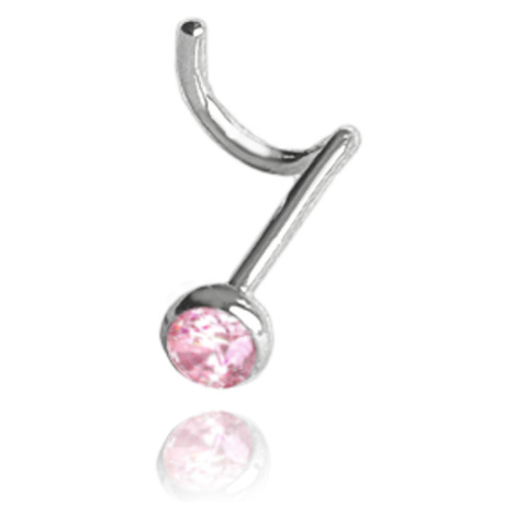 MINET Strieborný piercing do nosa s ružovým zirkónom JMAN0406PE00
