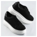 Čierne ažúrové dámske topánky s vysokou podrážkou (DQR2290)