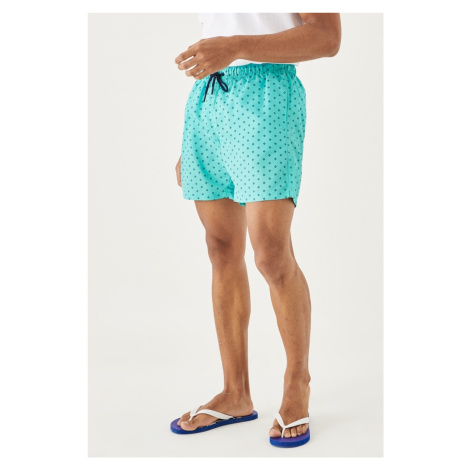 ALTINYILDIZ CLASSICS Men's Mint-navy Standard Fit Regular Fit Patterned Quick Dry Swimwear Marin