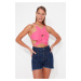 Trendyol Pink Crop Woven Blouse