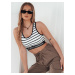 Bielo-čierny pruhovaný crop top SUNSEL RY2417