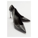 LuviShoes MOVES Women's Black Patterned Heeled Shoes