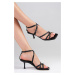 Mio Gusto Valeria Women's Sandals with Genuine Leather Black Color Heels Shoes.