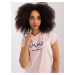 Light pink T-shirt with BASIC FEEL GOOD inscription