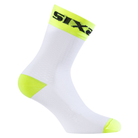 SIX2 Cyklistické ponožky klasické - WHITE SHORT - biela/žltá