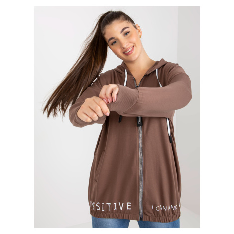 Brown zippered sweatshirt plus sizes