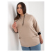 Dark beige sweatshirt of larger size with pockets