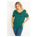 Şans Women's Plus Size Green Decollete Decollete Viscose Blouse