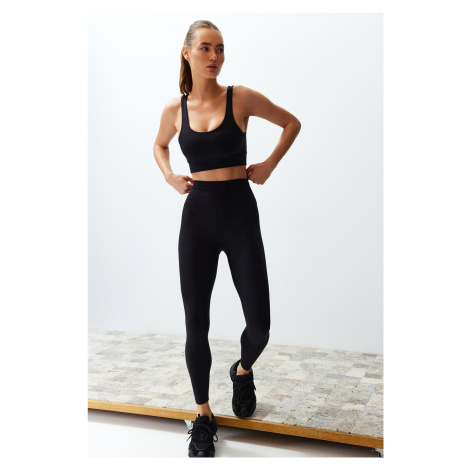 Trendyol Black Brushed Compression Matte and Soft Fabric Full Length Knitted Sports Leggings