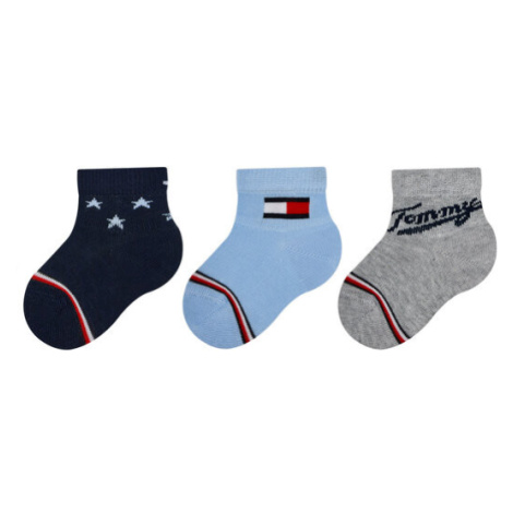Tommy Hilfiger Súprava 3 párov vysokých detských ponožiek 701224997 Modrá