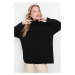 Trendyol čierny široký základný pletený sveter