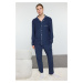 Trendyol Men's indigo Soft Touch Knitted Pajama Set