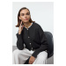 Trendyol Anthracite Collar Embroidered Lace Detailed Knitwear Cardigan