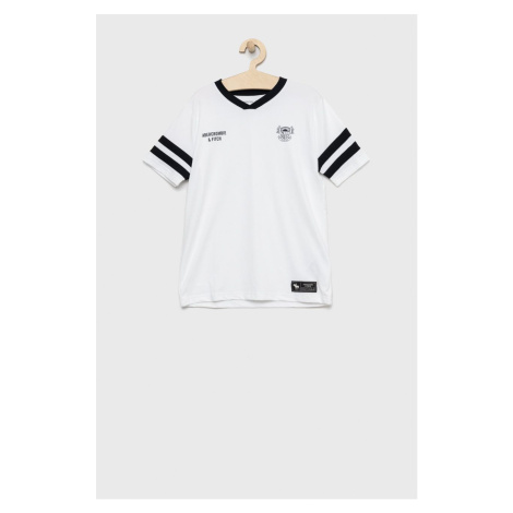 Detské tričko Abercrombie & Fitch biela farba, s potlačou