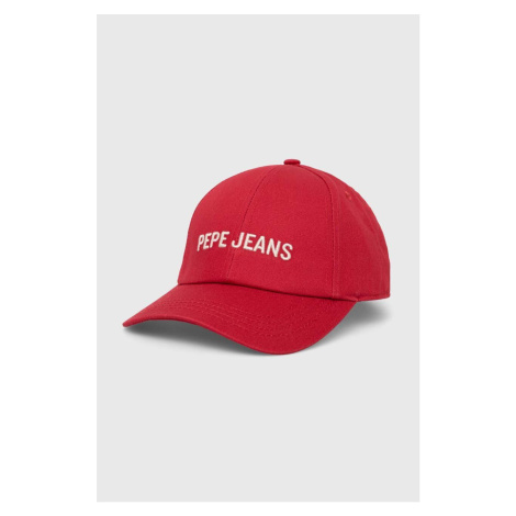 Detská baseballová čiapka Pepe Jeans červená farba, s potlačou
