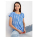 SUBLEVEL blue striped blouse with short sleeves