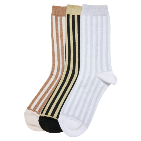 Metal Effect Socks Stripe Socks 3-pack black/white sand/white Urban Classics