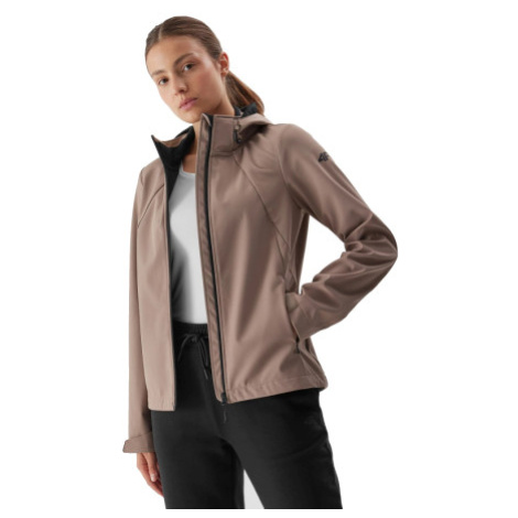 Dámska turistická bunda 4F SOFTSHELL JACKET-AW23TSOFF152-82S-LIGHT BROWN