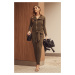 Women's jumpsuit with waist tie in khaki color