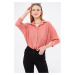 armonika Women&#39;s Dark Pink Loose Linen Shirt with Pockets