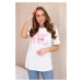 New York Printed Cotton Blouse White + Pink