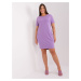 Light purple basic dress plus size with short sleeves