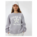 Koton Oversize Crew Neck Sweatshirt College Printed Raised