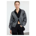 Trendyol Anthracite Embroidery Detailed V Neck Knitwear Cardigan