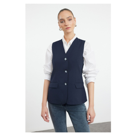 Trendyol Navy Blue Regular Fit Long Lined Vest