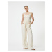 Koton Wide Leg Trousers with Tie Waist Viscose Pocket.