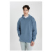 DEFACTO Comfort Regular Fit Casual Pattern Hooded Basic Sweatshirt