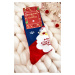 Men's Christmas Cotton Socks with Santa Clauses Navy Blue and Red