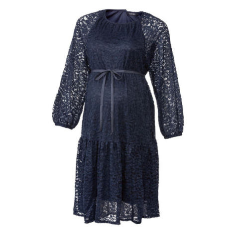 esmara® Dámske tehotenské šaty, z elastickej čipky (námornícka modrá)