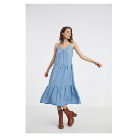 Light blue womens denim maxi-dress JDY Zelda - Women