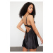 Trendyol Black Lace Back Hook and Window/Cut Out Detail Satin Woven Nightgown