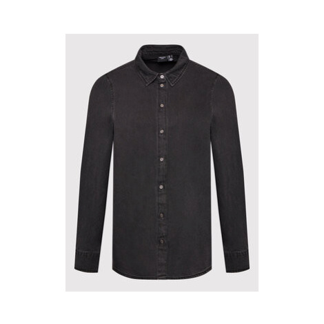 Vero Moda džínsová košeľa Flora 10258235 Čierna Oversize